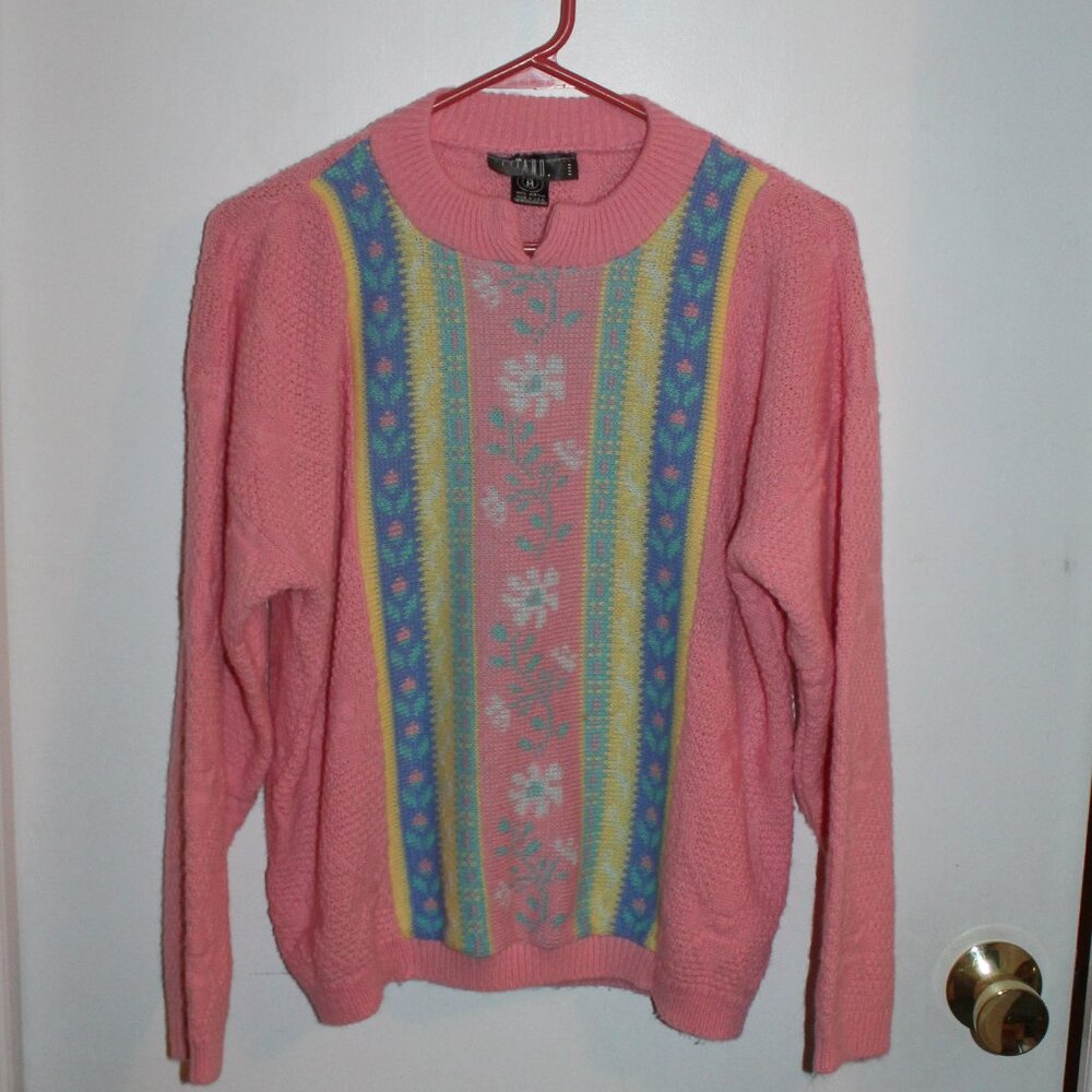Vintage Gitano Pink Cable Knit Sweater Size medium
